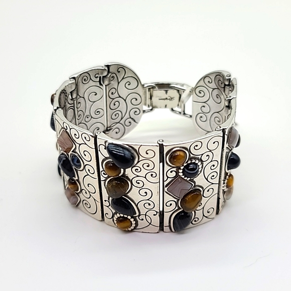 $88 NWTS Brighton "Eye Of The Tiger" Panel Bracelet w Semi-Precious Stones! 🐯 - Picture 12 of 16